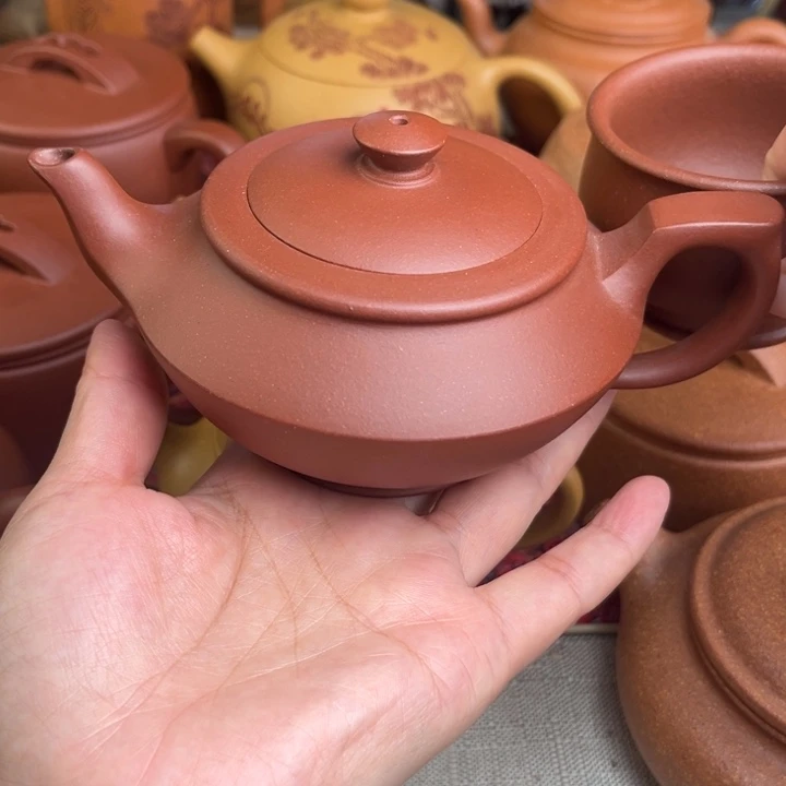 紫砂茶壶原矿红皮龙汉云精工半手220cc