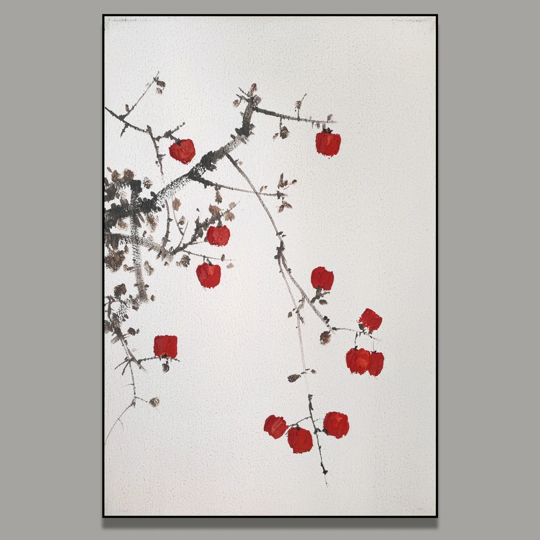柿柿如意新中式复古装饰画沙发玄关餐厅油画