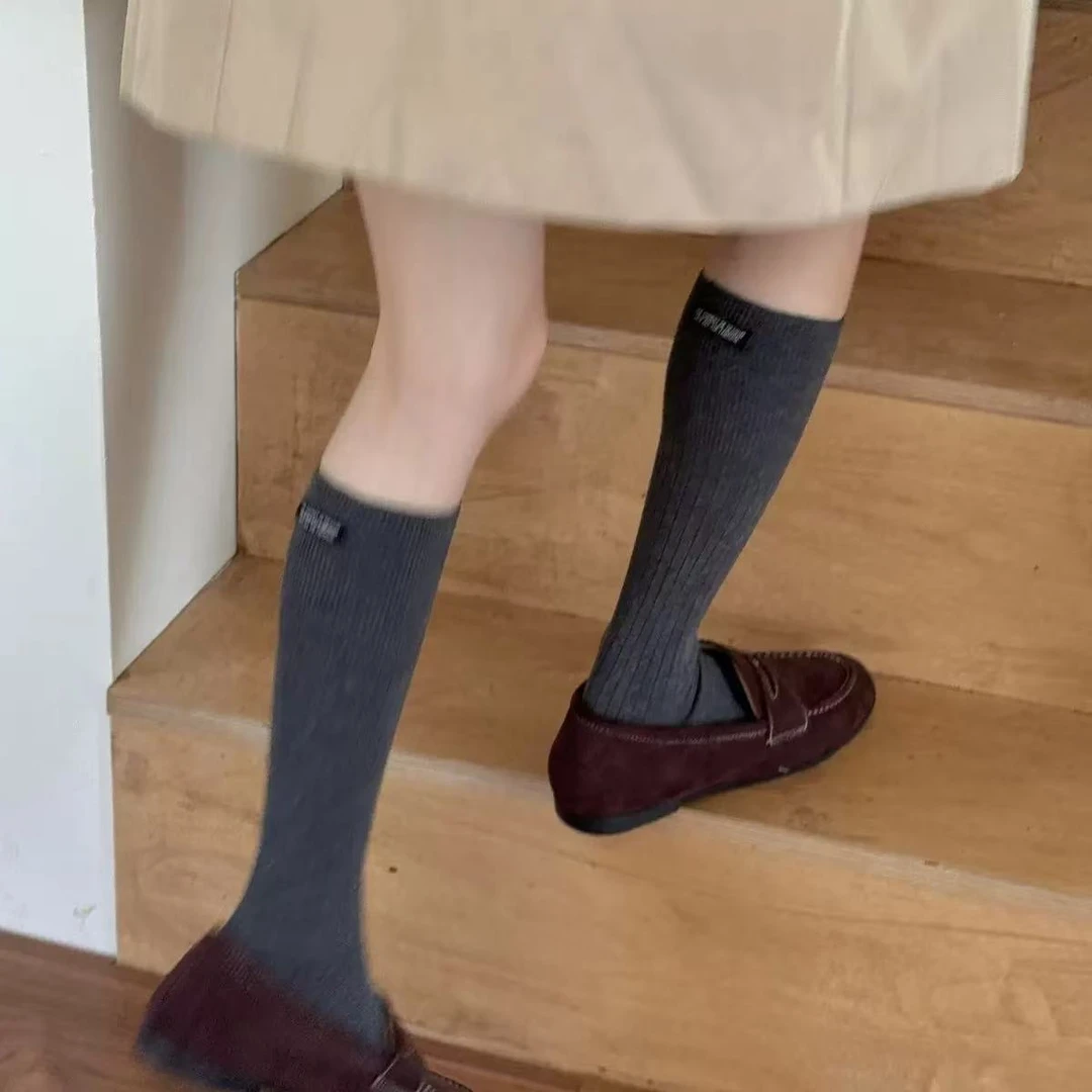 「金小姐」秋冬韩系贴标小腿袜～