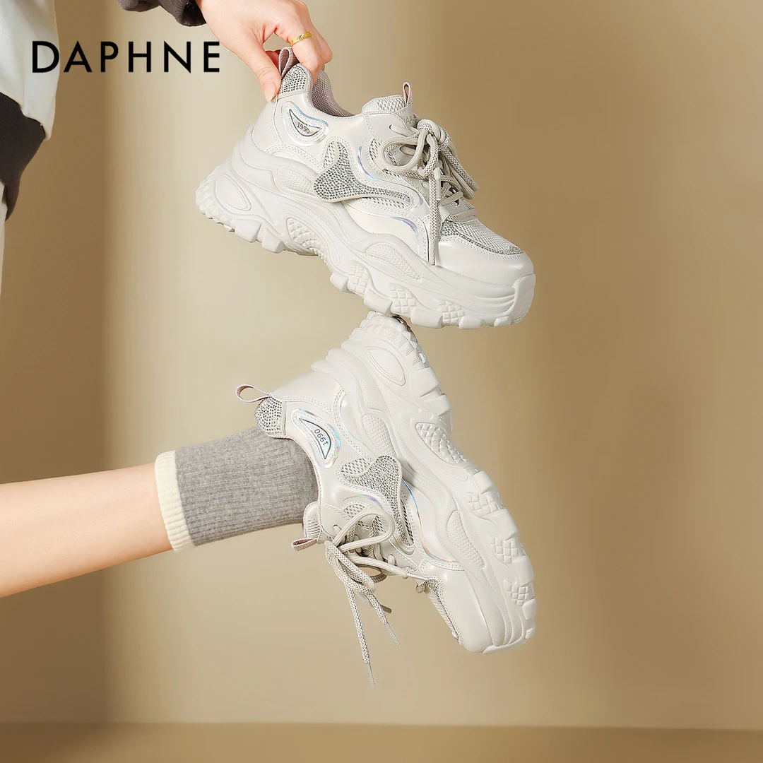 达芙妮厚底老爹鞋2025年秋季新款时尚百搭舒适透气运动休闲鞋女鞋