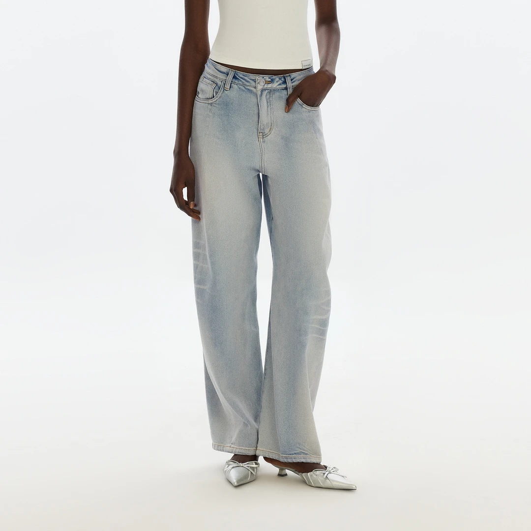 CALLED BACK夏季新款美式复古水洗做旧休闲直筒牛仔长裤