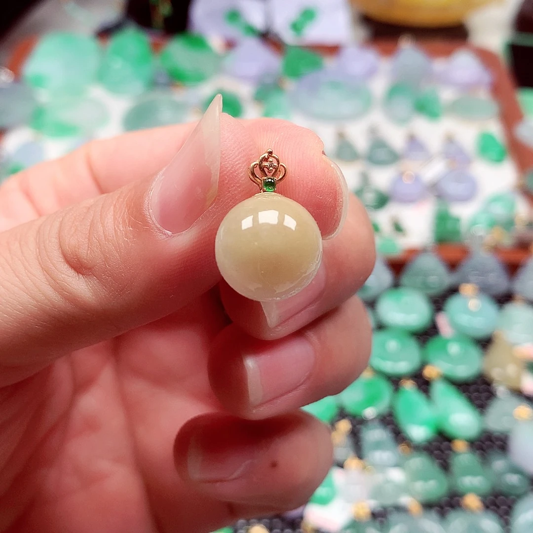 翡翠18K金镶嵌吊坠(不含链)