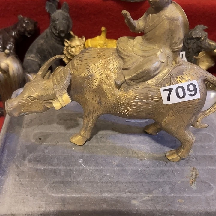 一***风黄铜摆件，文房工艺品摆件