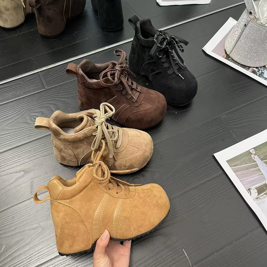 IG/IGT增高6CM2025秋季新款爆款透气复古风百搭软底气质短靴60117