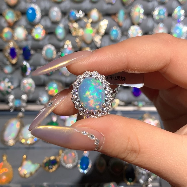 欧泊欧泊戒指t银S925镶嵌