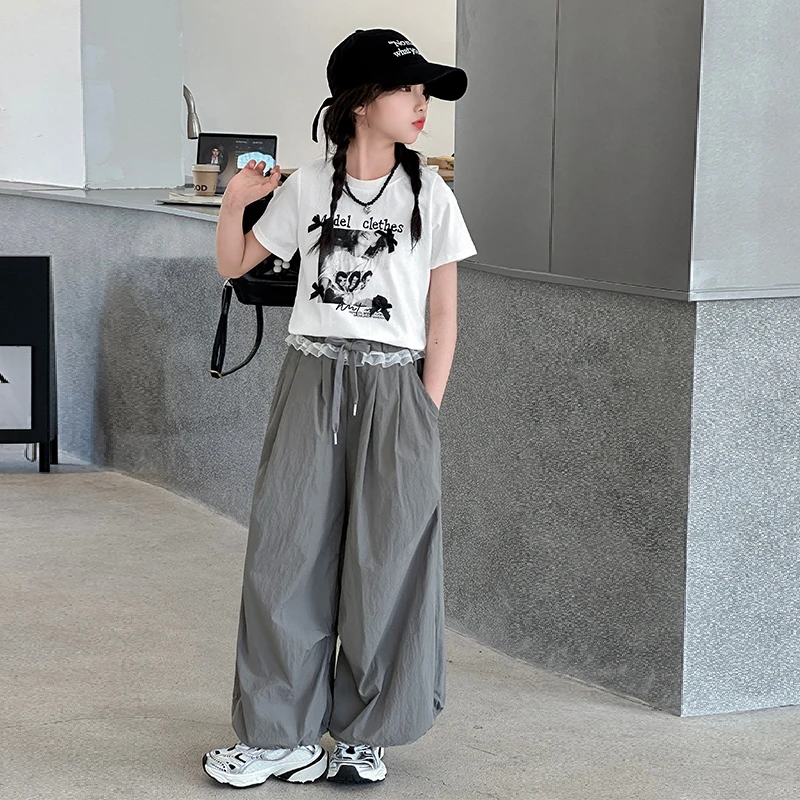 女童短袖套装夏装2025年新款衣服儿童夏季薄款两件套6-12岁小女孩