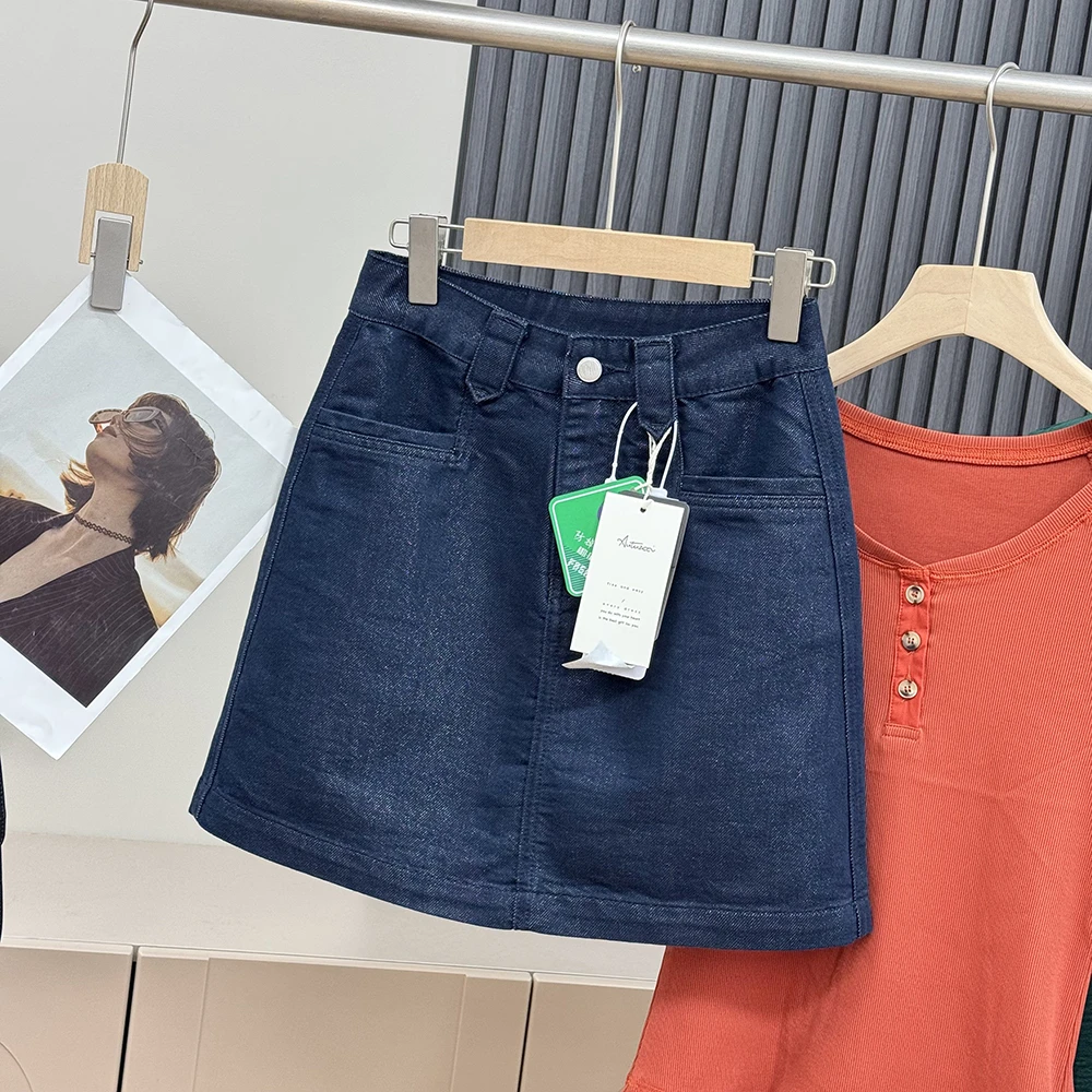 春季新款韩版A字牛仔半身裙简约显瘦包臀裙高腰短裙13205