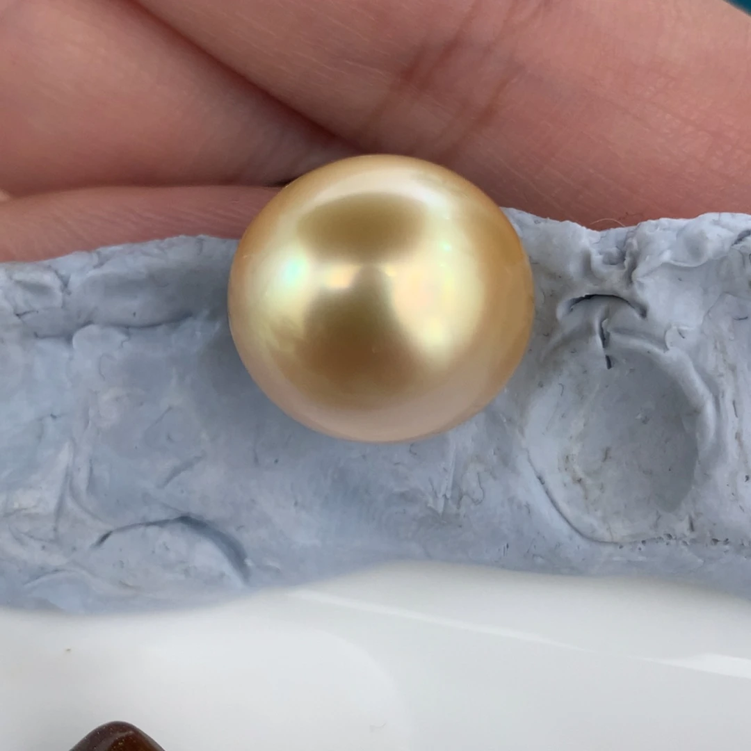 定制海水珍珠未镶嵌裸珠炫彩金珠15-26（可款后无瑕）