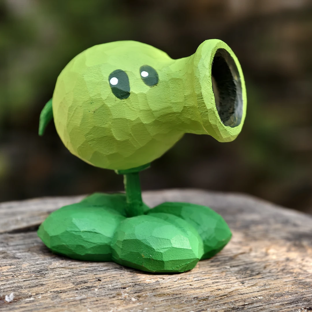 手工椴木雕刻豌豆射手