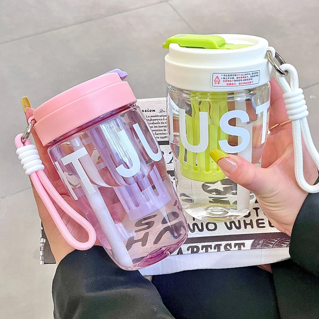 2025夏日新款花茶杯高颜值水杯茶水分离学生ins可爱提绳随手杯子