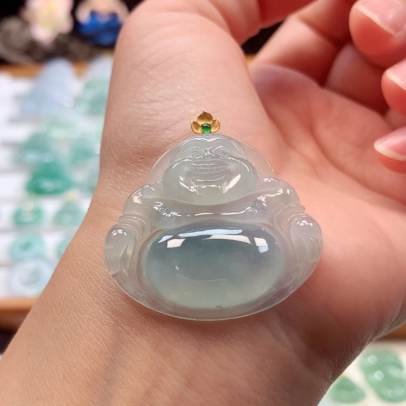 【闪购商品】翡翠18K金镶嵌吊坠(赠链)