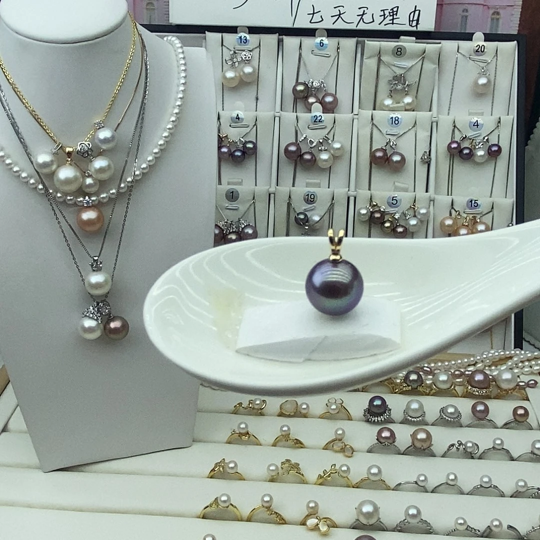 银S925镶嵌淡水珍珠吊坠(不含链)