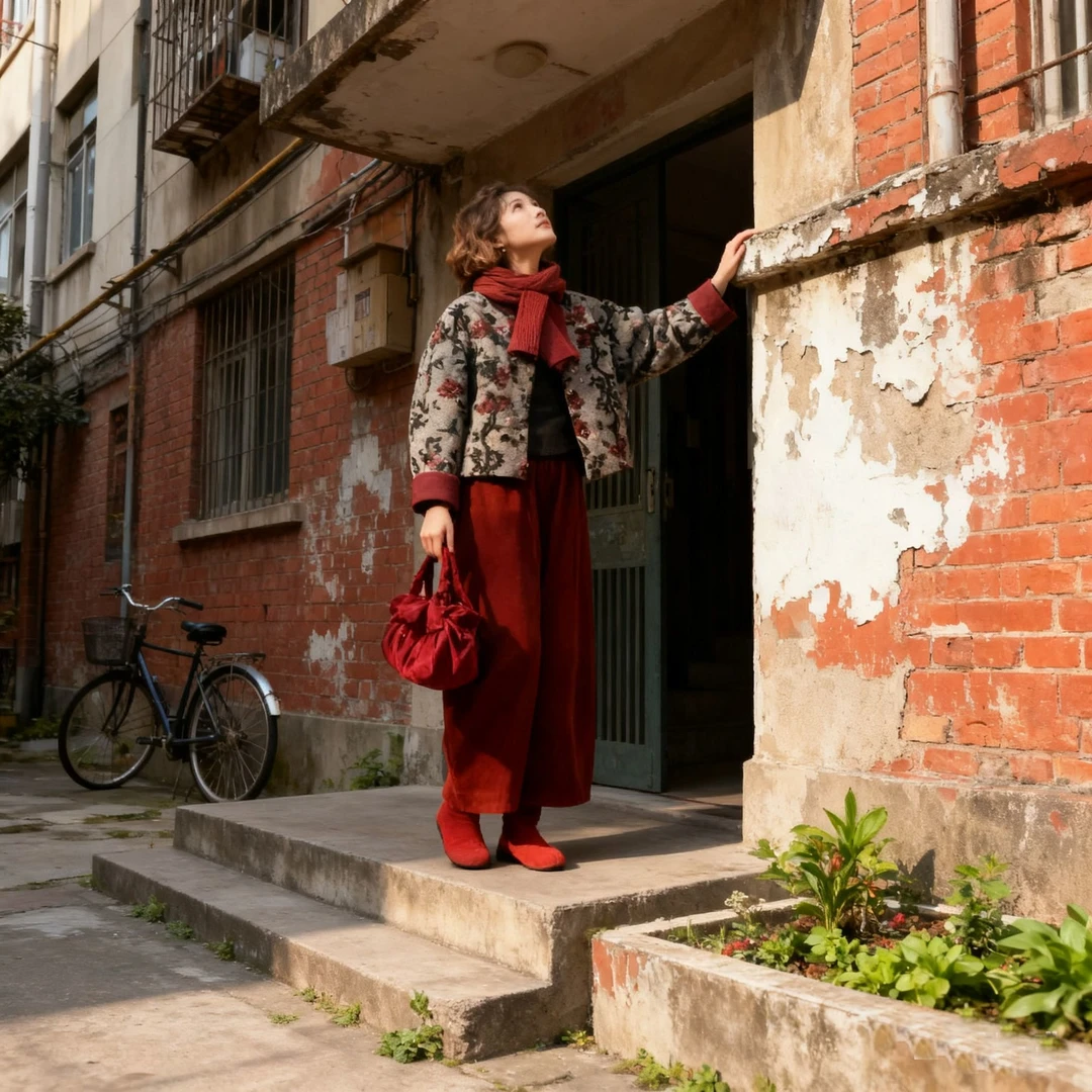 2025冬季款圆领小香风高级感显瘦短款外套女宽松减龄阔腿裤两件套