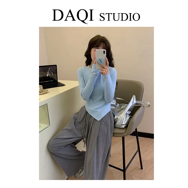 【鸡蛋斜边T】雅丹春季新款长袖宽松T恤G143-5CW055