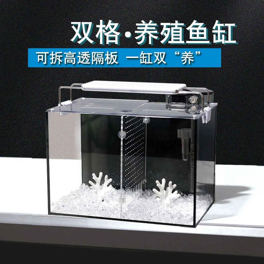 【新奇宠物】超白斗鱼缸玻璃双格隔离免换水客厅小型生态桌面养殖缸