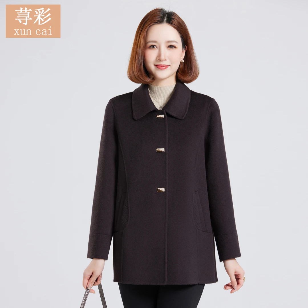 双面羊毛大衣女2025年新款秋冬短款气质中年妈妈羊毛呢子厚外套