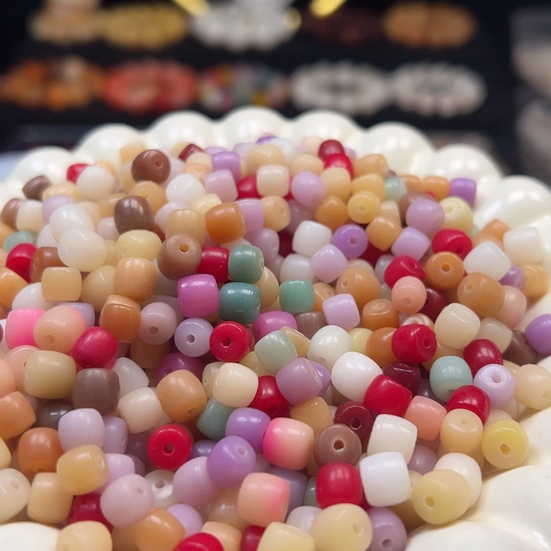 菩提根/象牙果手串微瑕卡7/8多彩直切200颗