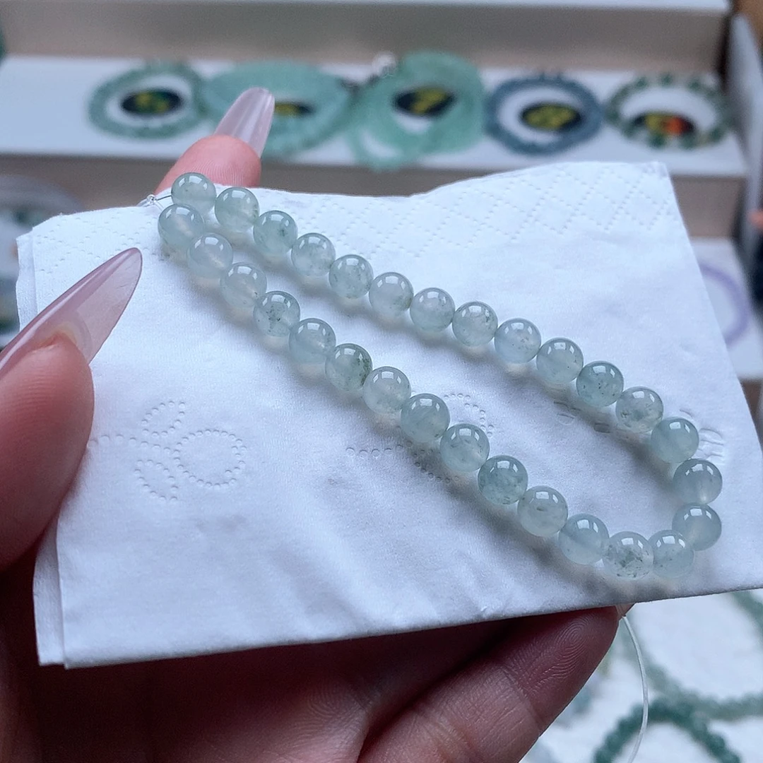 翡翠未镶嵌手串冰晴6.0