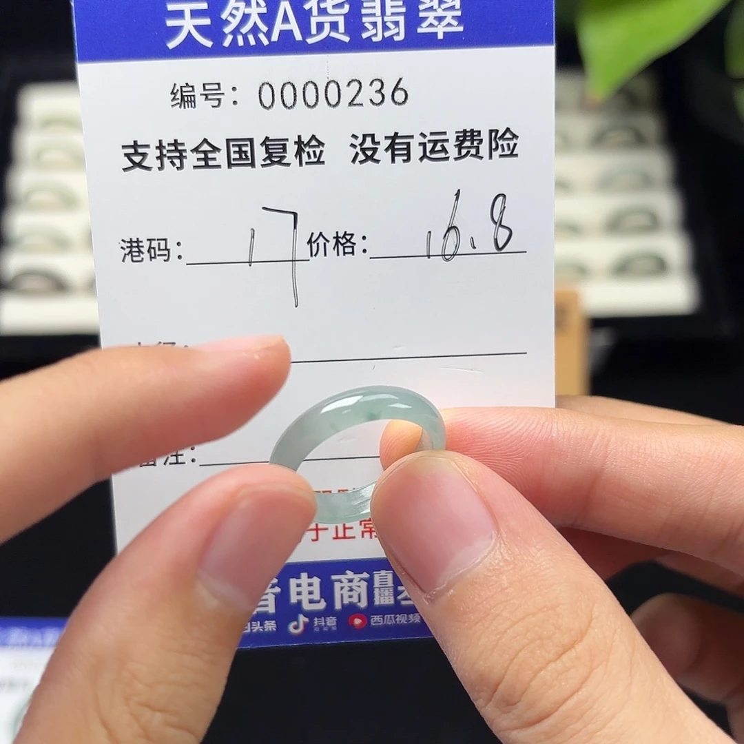 翡翠未镶嵌戒指15港17