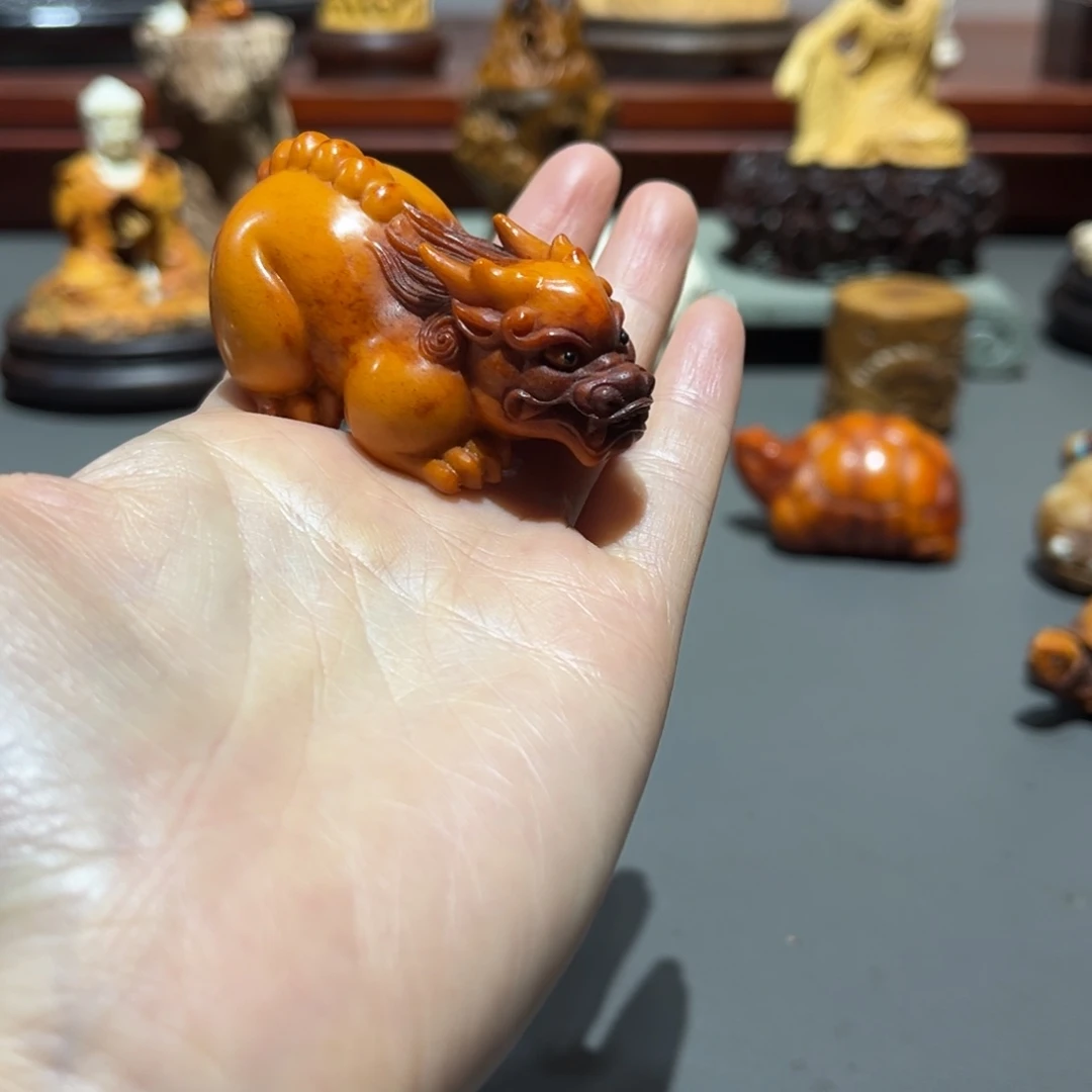 黄杨木一****人鹿角工艺品摆件