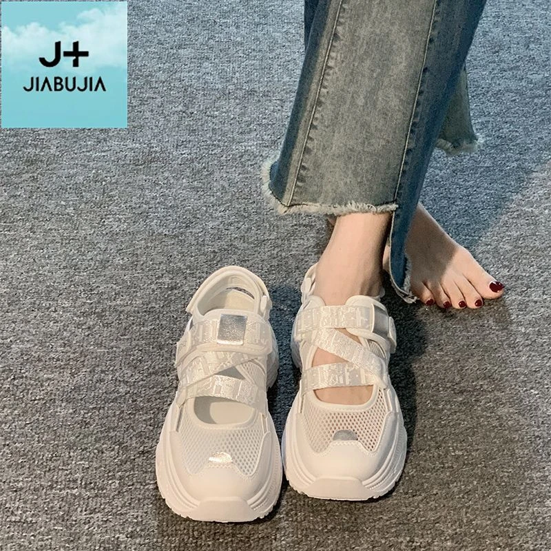 贾不假运动凉鞋女夏外穿2025夏季新款厚底增高学生百搭跑步运动鞋