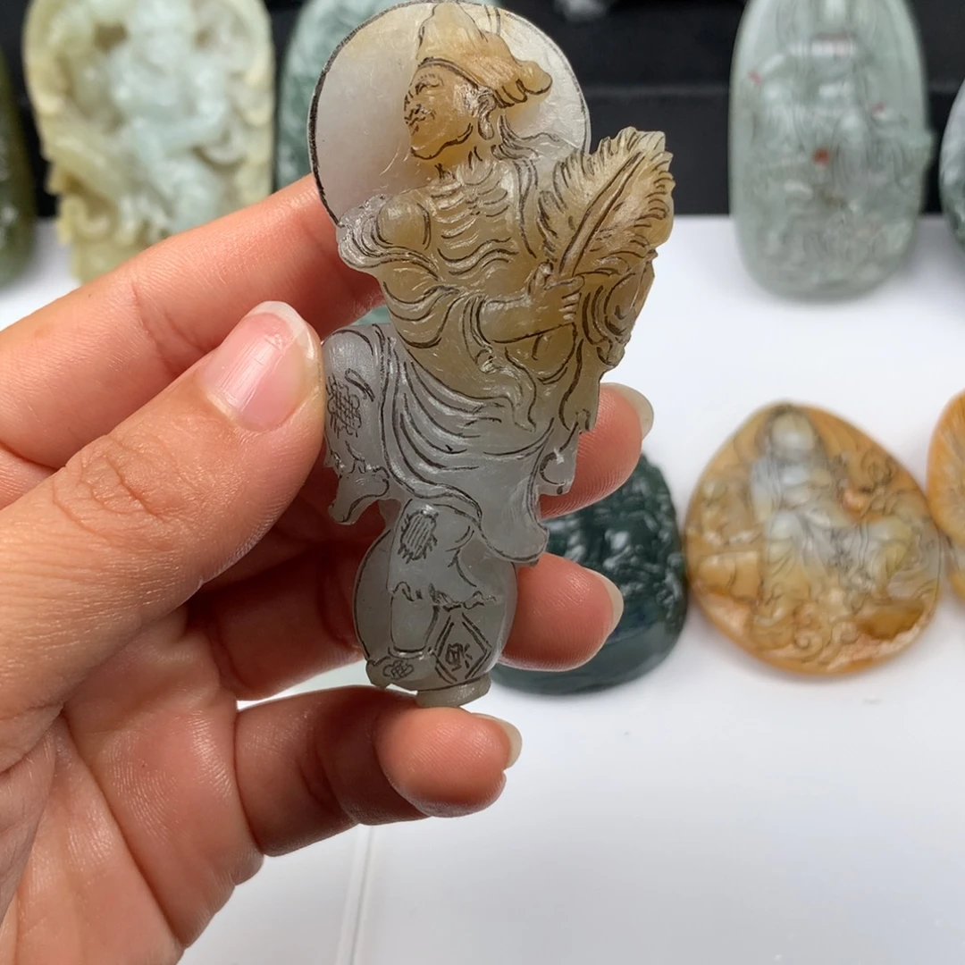 匪***0定制翡翠未镶嵌天然缅甸翡翠A货毛胚修光雕刻抛光定制