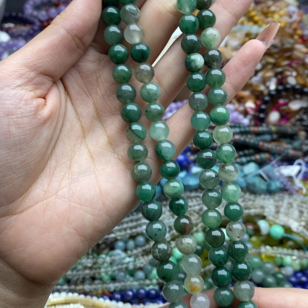 玛瑙/玉髓合金珠宝半成品两条装纯天然非洲翠圆珠8mm