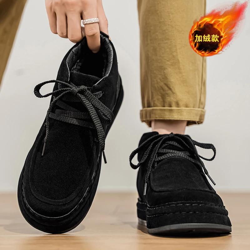 高帮男鞋2025新款冬季加绒加厚保暖棉鞋男士爆款轻便软底休闲板鞋