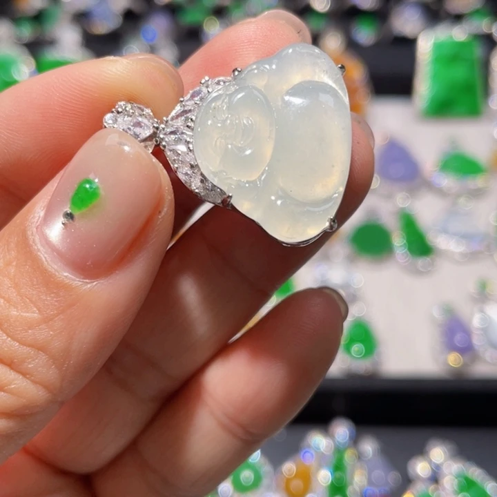 颈饰银S925镶嵌翡翠