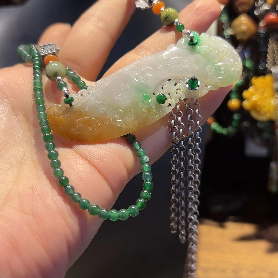 翡翠未镶嵌颈饰@****原创