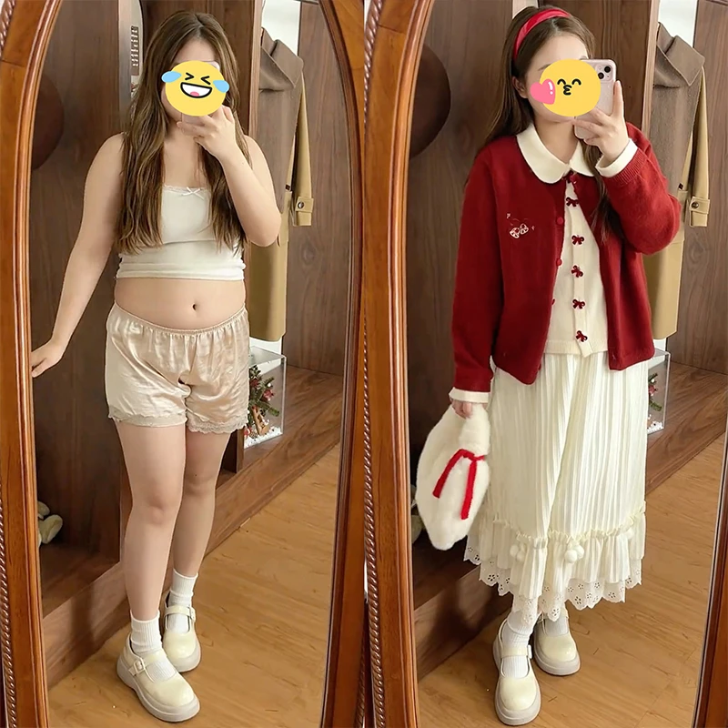 大码休闲风慵懒风INS风时尚韩版休闲上衣外穿节日氛围感红色毛衣