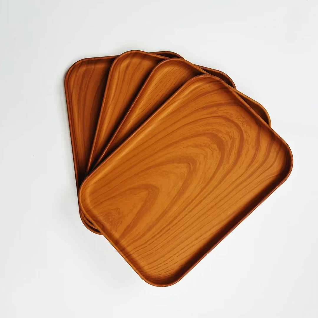 釉上彩中国风长方形盘纯色水果盘复古风茶盘餐盘