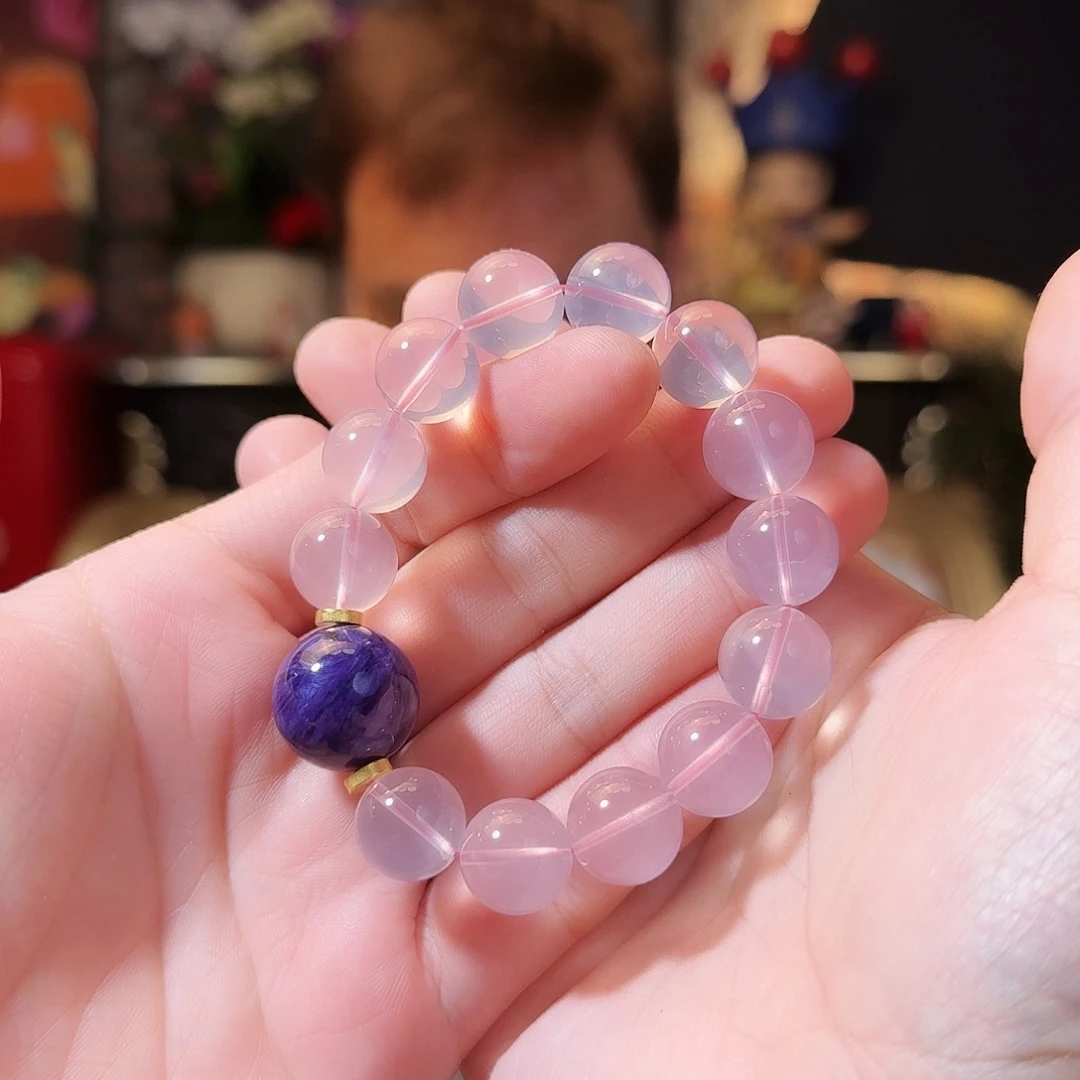 水晶手串18K金镶嵌13.8毫米