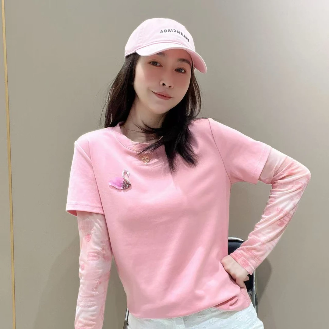 爆款新款创意短袖503702显瘦洋气时尚百搭设计感休闲体恤长袖圆领