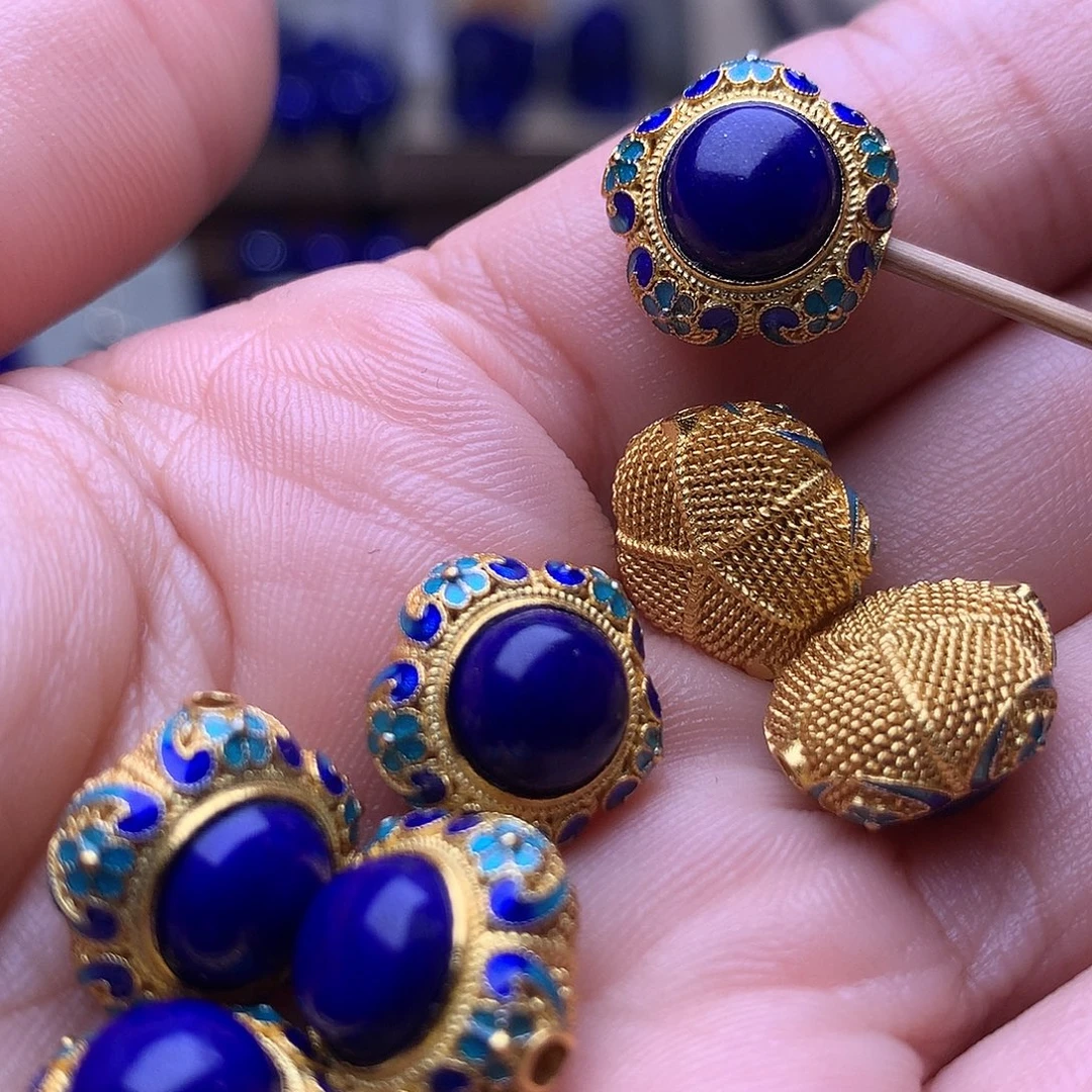 青金石银S925镶嵌隔珠背云