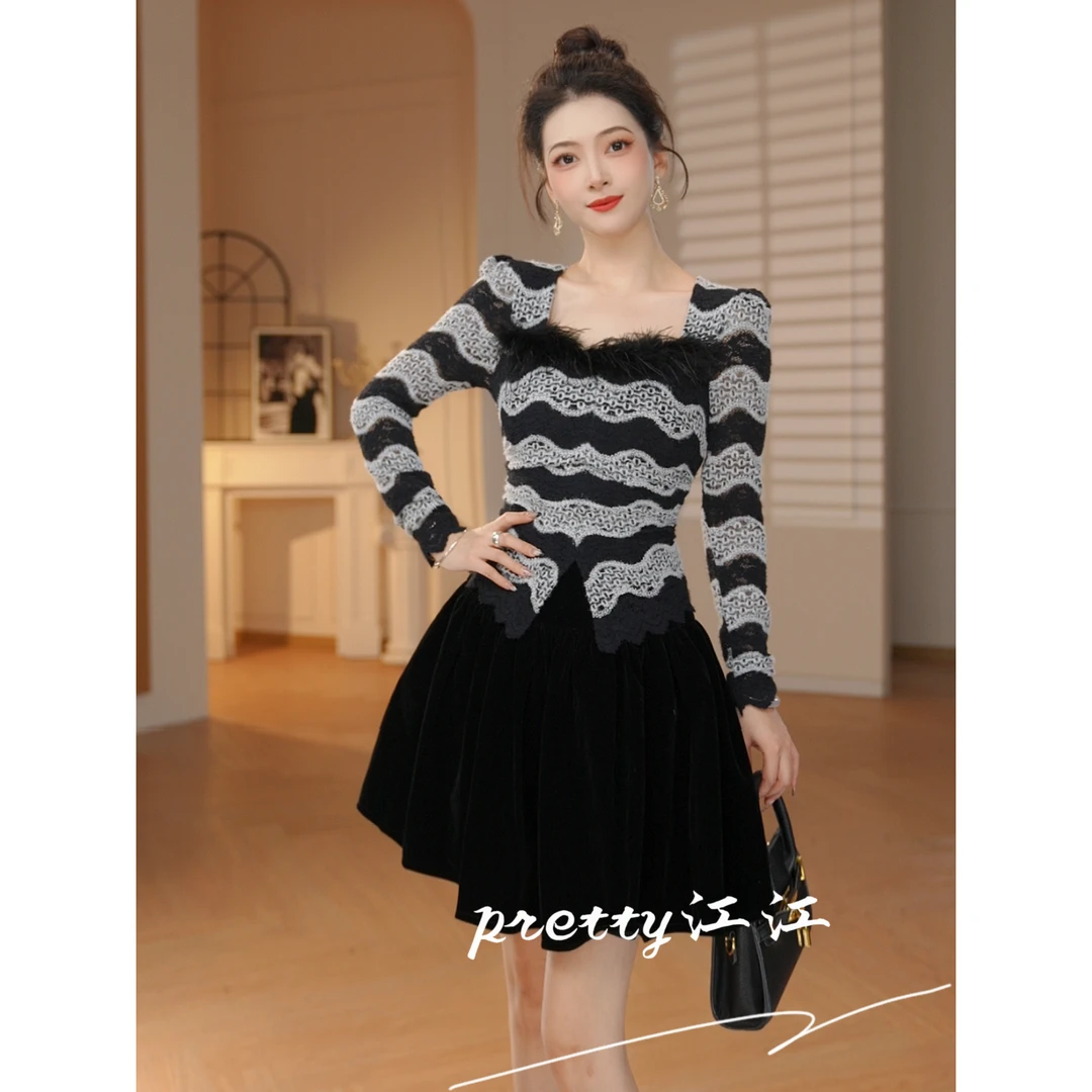 Pretty小众设计师品牌江江定制 日常街头风洋气修身连衣裙21873