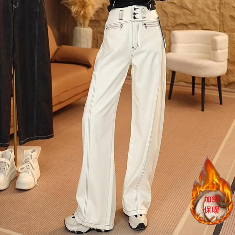 罗马假日美式弯刀裤2024冬季保暖重工压轴潮流气质弯刀牛仔裤女