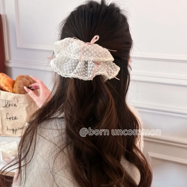 芭蕾风丝带蝴蝶结甜美大肠发圈韩系温柔风蕾丝发绳扎头发发饰