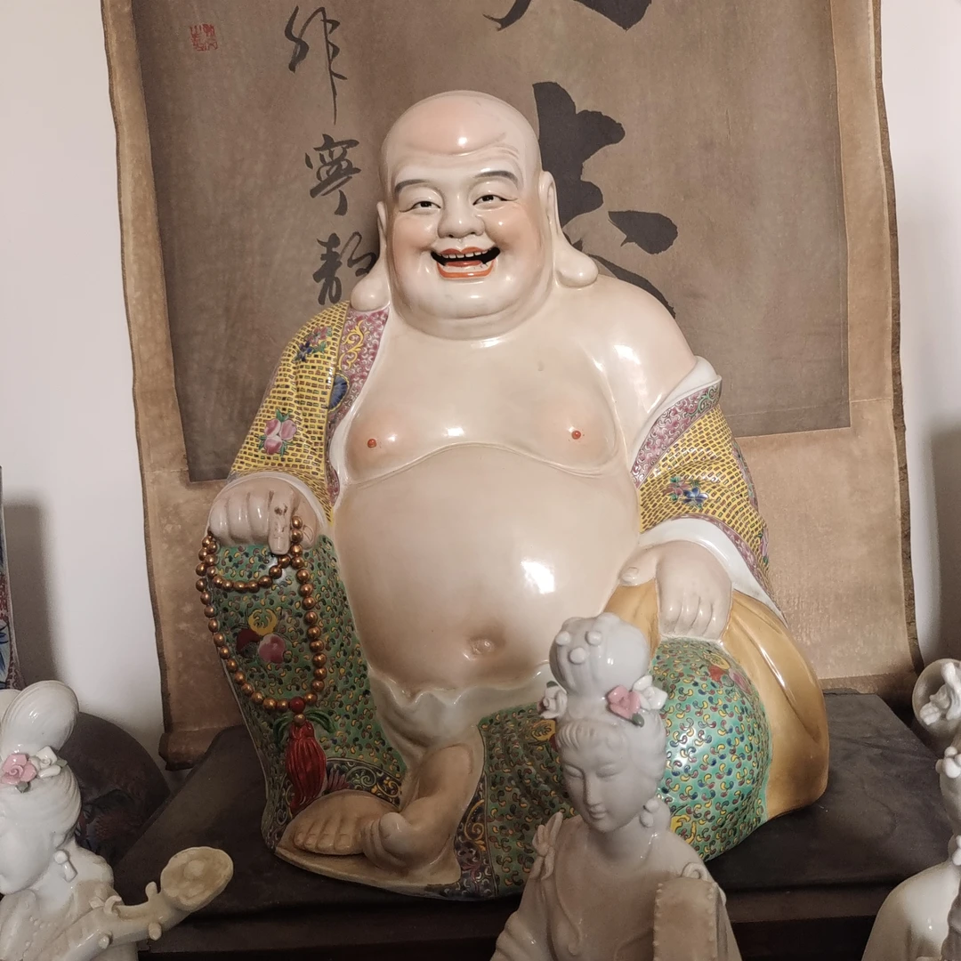 大肚佛弥勒珐琅彩笑佛摆件