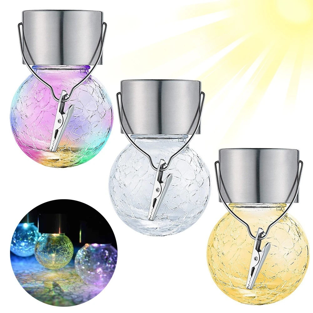 户外太阳能裂纹灯节日活动装饰彩色吊球灯花园户外防水太阳景观灯