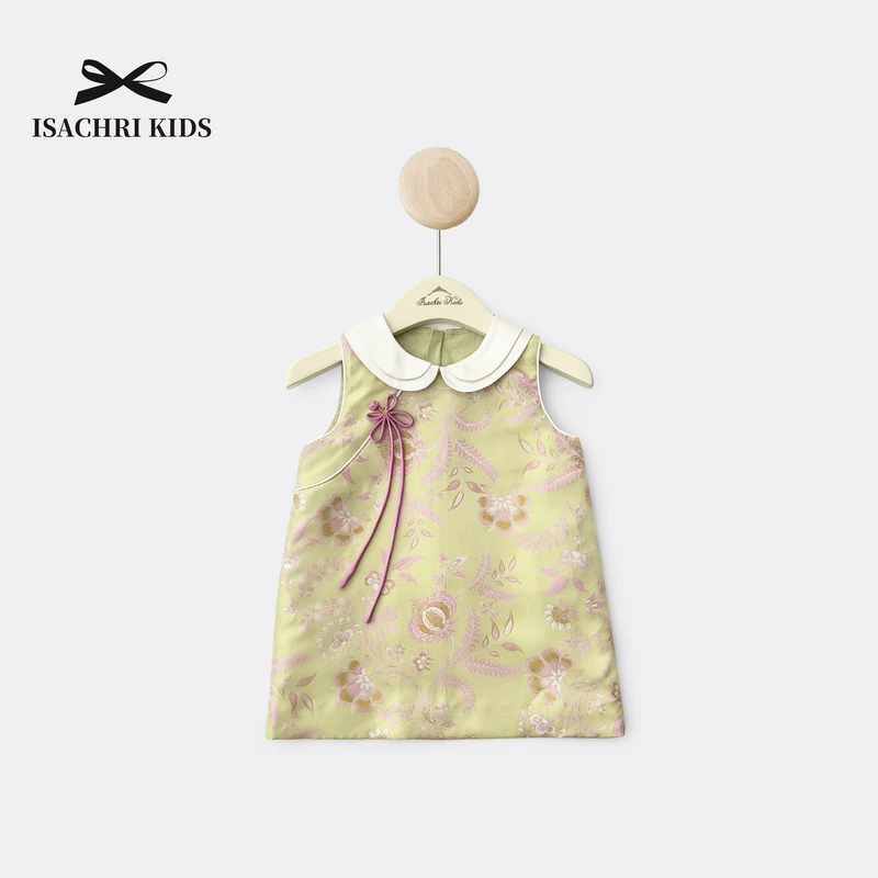 晶晶家【现发】玉露新中式童装女童春夏旗袍裙儿童无袖连衣裙 IS433
