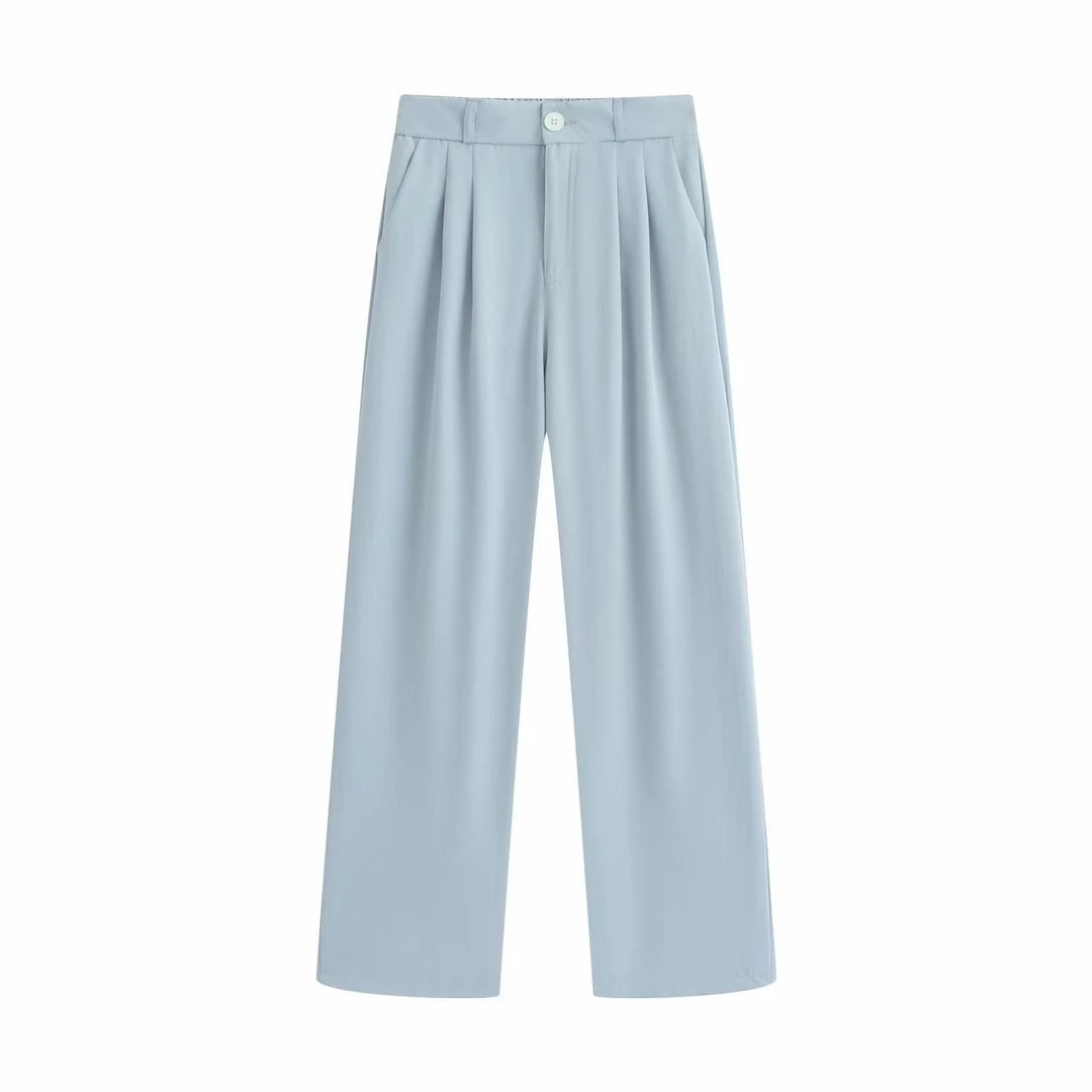 【凉感香氛裤】薰衣草香氛欧若风肌理感高腰宽松直筒显瘦阔腿裤