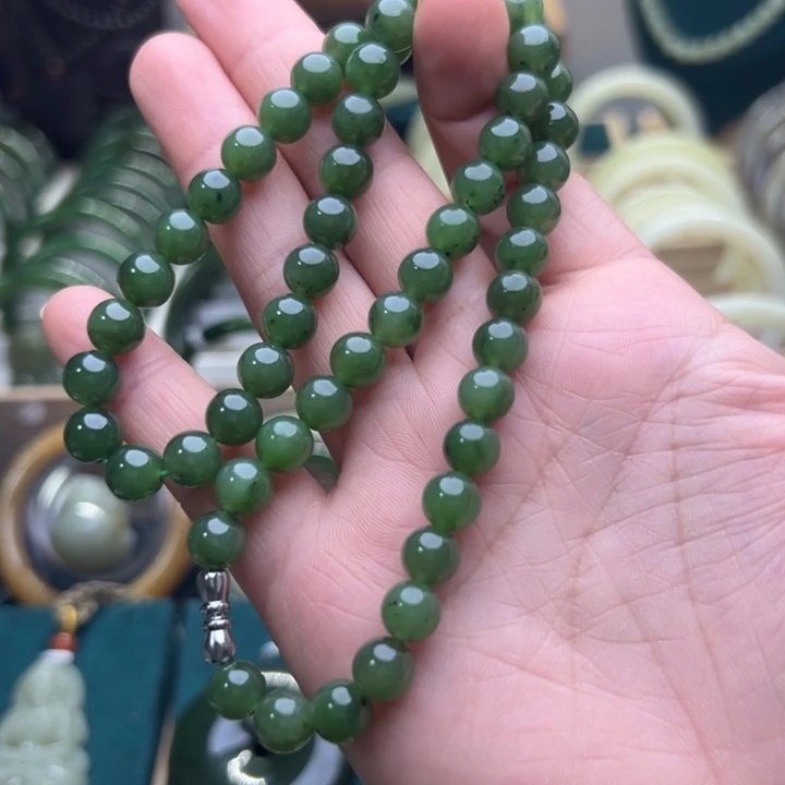 和田玉颈饰未镶嵌碧玉妈妈链卡8