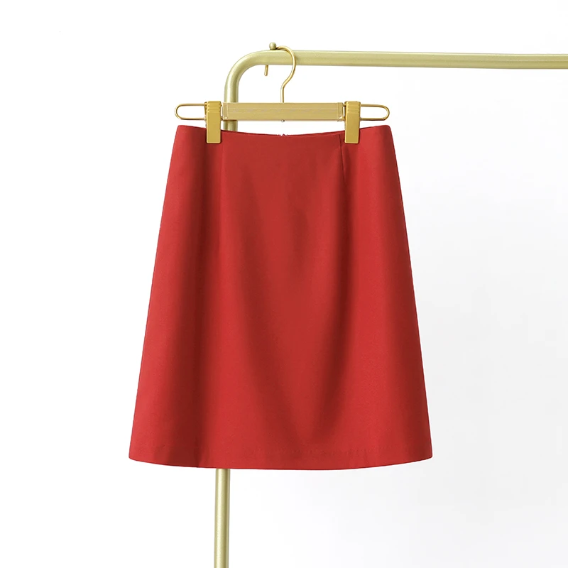 红色半身裙女高腰小个子a字裙2025新款夏季包臀短裙职业西装裙子