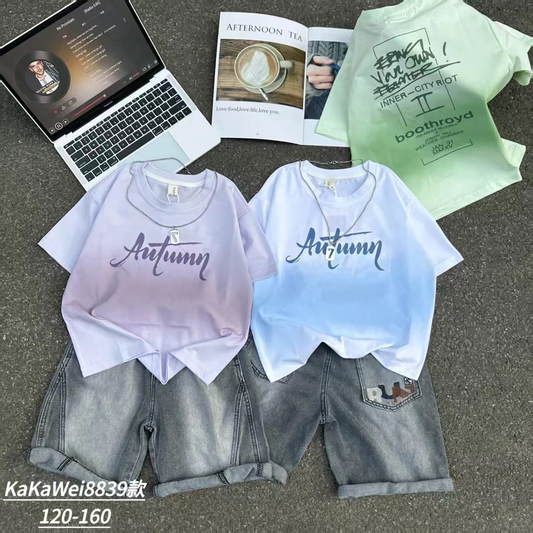 （281-350）短袖扎染中性男圆领韩版夏季T恤时尚夏装洋气百搭