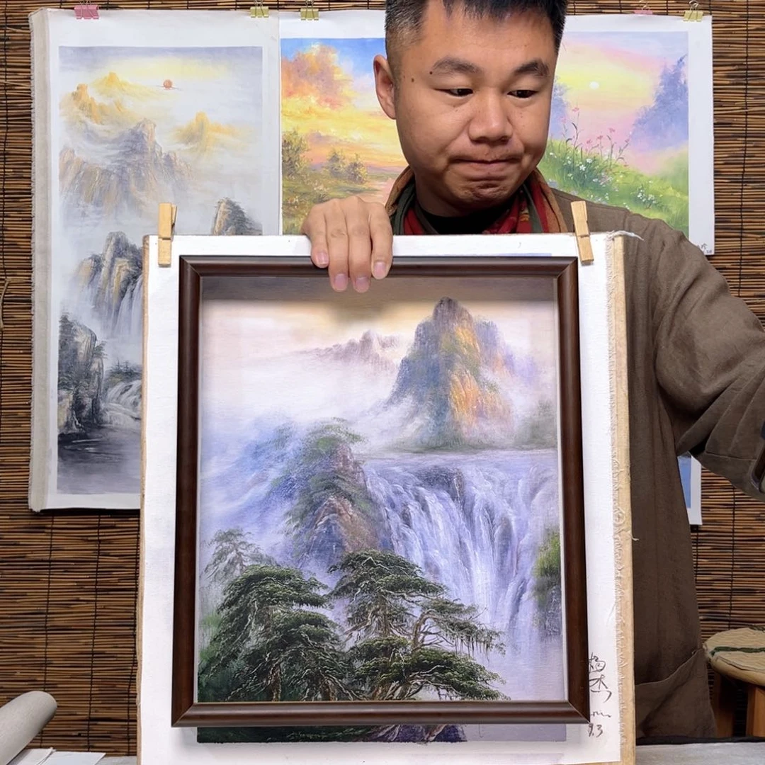 油画行路人小院绘画作品竞拍