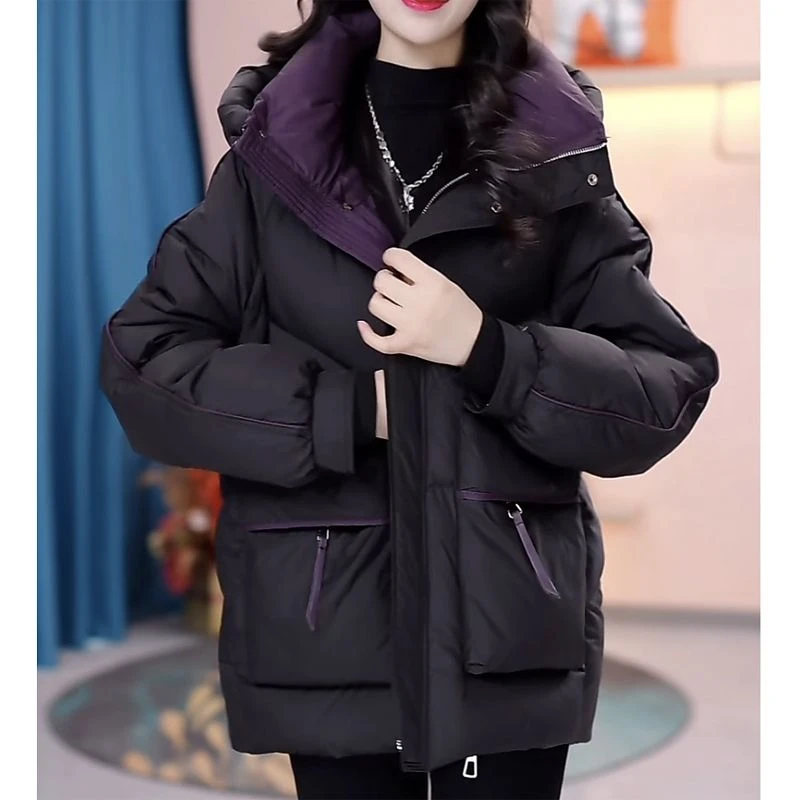 高品质】棉服女2025冬季新款拼接短款宽松保暖外套棉袄棉衣防寒