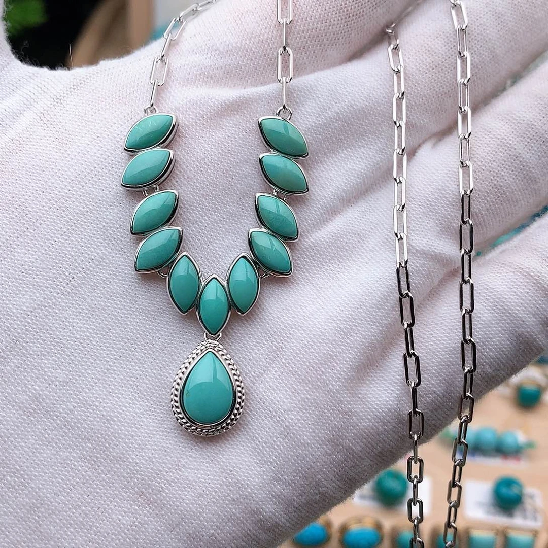 绿松石珠宝奇石银S925镶嵌