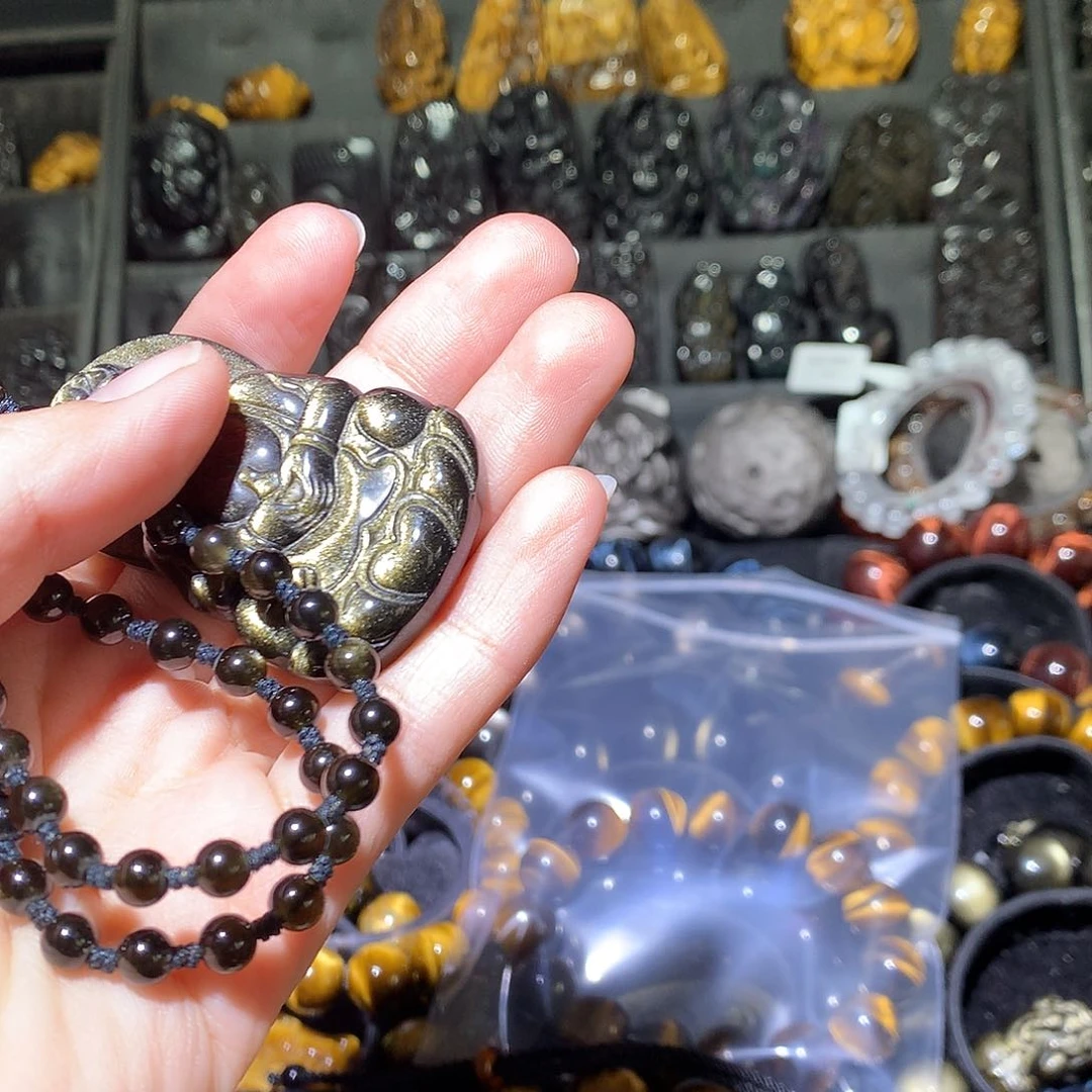 黑曜岩颈饰未镶嵌y*