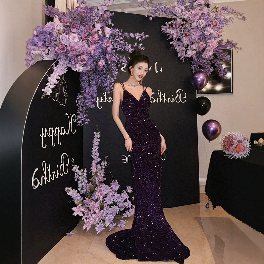 生日订婚晚礼服高端轻奢小众敬酒服晨袍女新娘宴会性感气质连衣裙